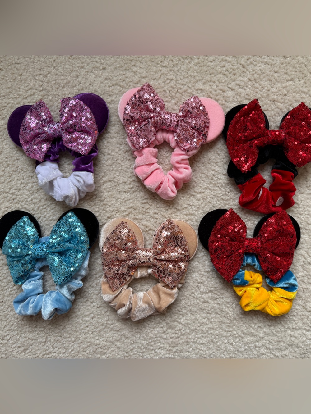 Disney inspired Sequin Bow Scrunchie Hair Tie - Multicolor